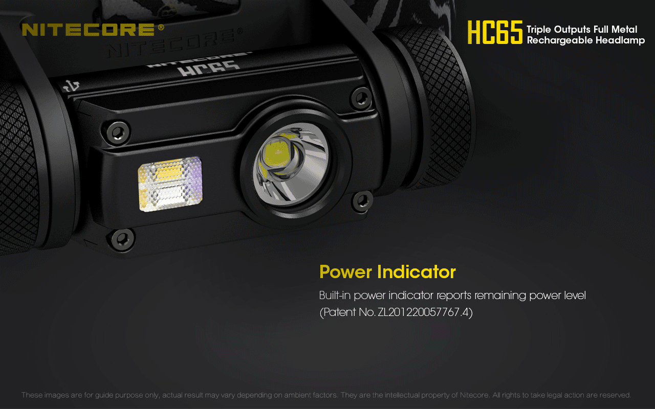 Nitecore HC65 power indicator banner