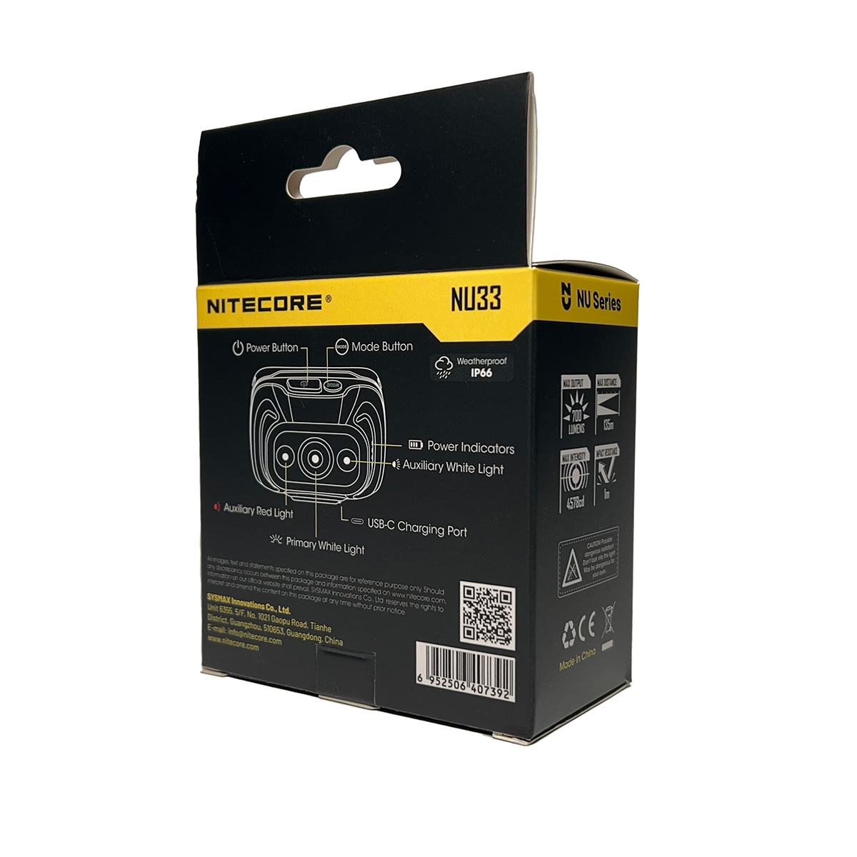 Nitecore NU33 doboz hátulja